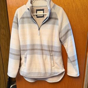 JACHS Girlfriend Striped Quarter-Zip Fleece Pullover